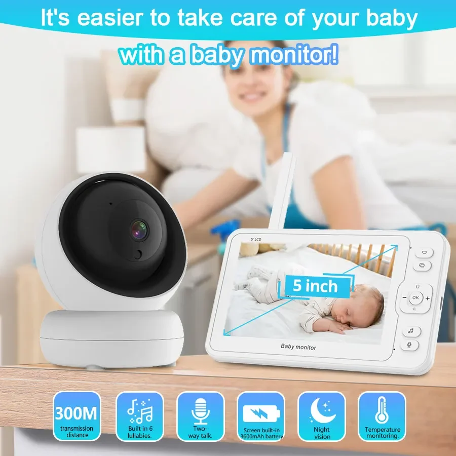 CCTV Camera Security Wireless Wifi Remote  Full Baby With 5 inch Screen