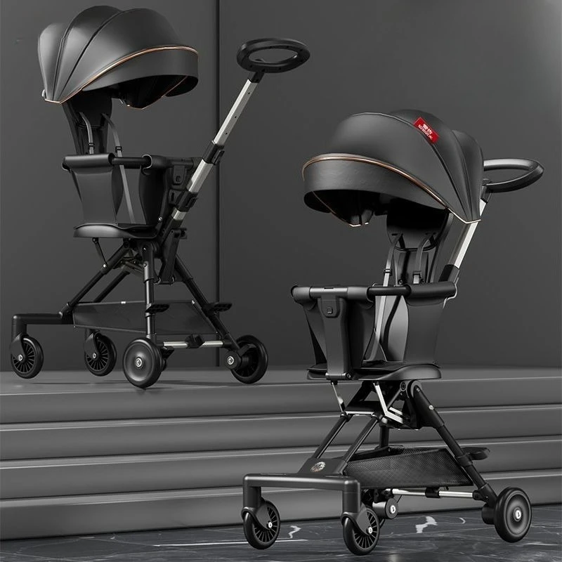 

Lightweight Stroller One Hand Easy Fold Newborn Pram Stroller with Reversible Seat Adjustable Handles Canopy Baby Trolley