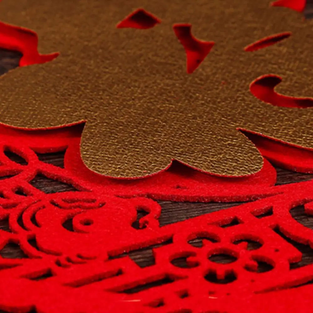 Adesivo de porta de personagem fu reunido vermelho 3d janela adesivo tipo corte de papel oco primavera festival decoração parede