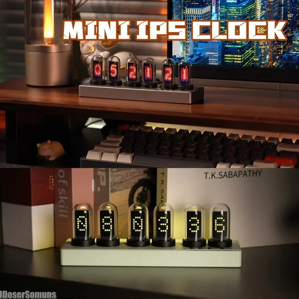 

Настольные часы-будильник с Nixie-трубками для спальни, красочные RGB-подсветки, Wi-Fi управление, IPS-дисплей, для игровой комнаты, подарок для парня, декор