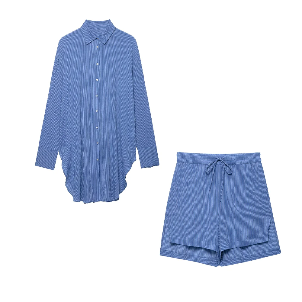 

Женская модная полосатая длинная рубашка, топ, повседневные шорты, темпераментные летние новые шорты