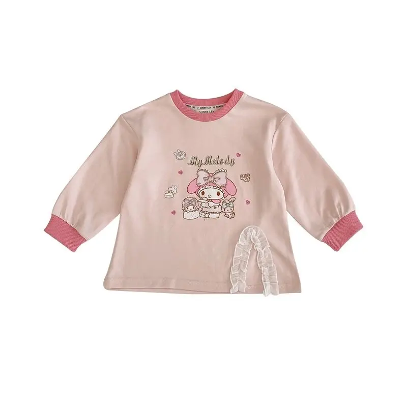 Sanrios Cinnamorol My Melody Kuromi Sweet Striped Plush Kid Sweater Dress Three-Dimensional Cartoon Cute Girl Long-Sleeved Dress