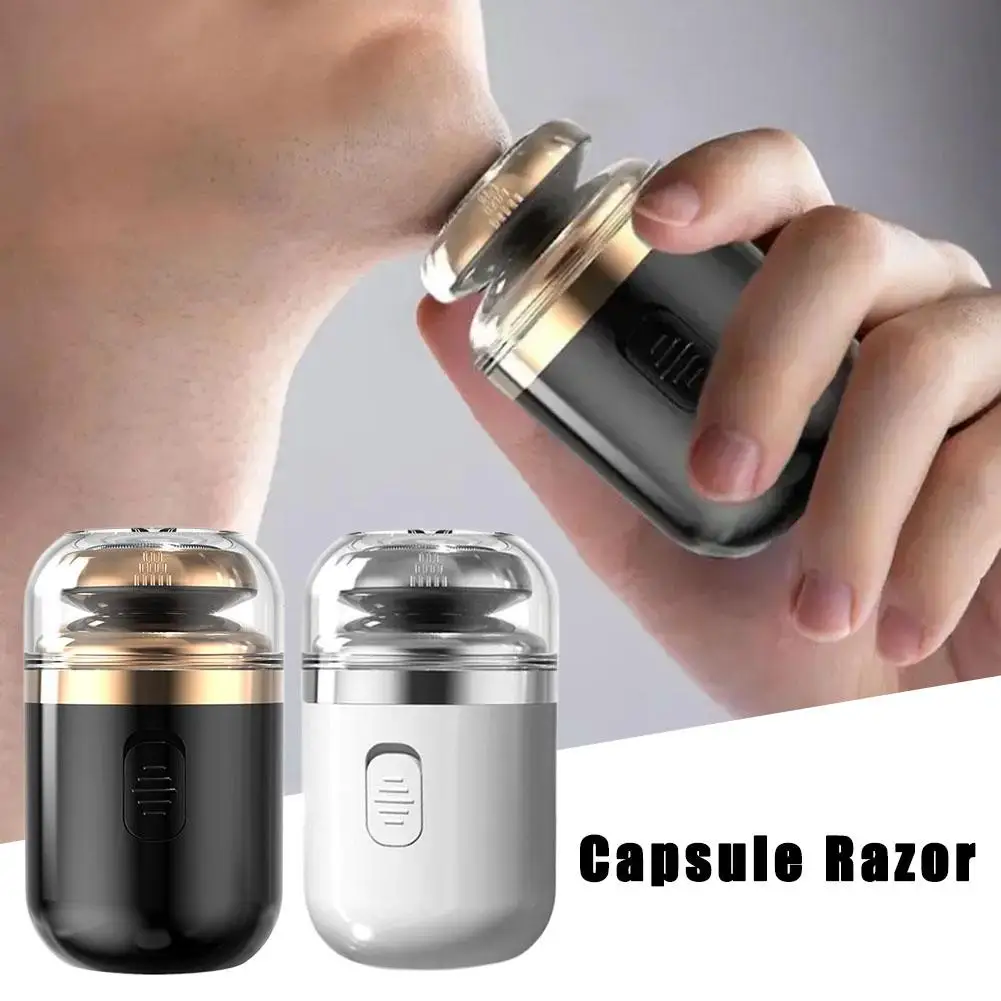 2 IN 1 Mini Portable Electric Capsule Shaver Nose Hair Trimmer Razor Beard Scraper Electric Men's Travel Rechargeable H2Y1