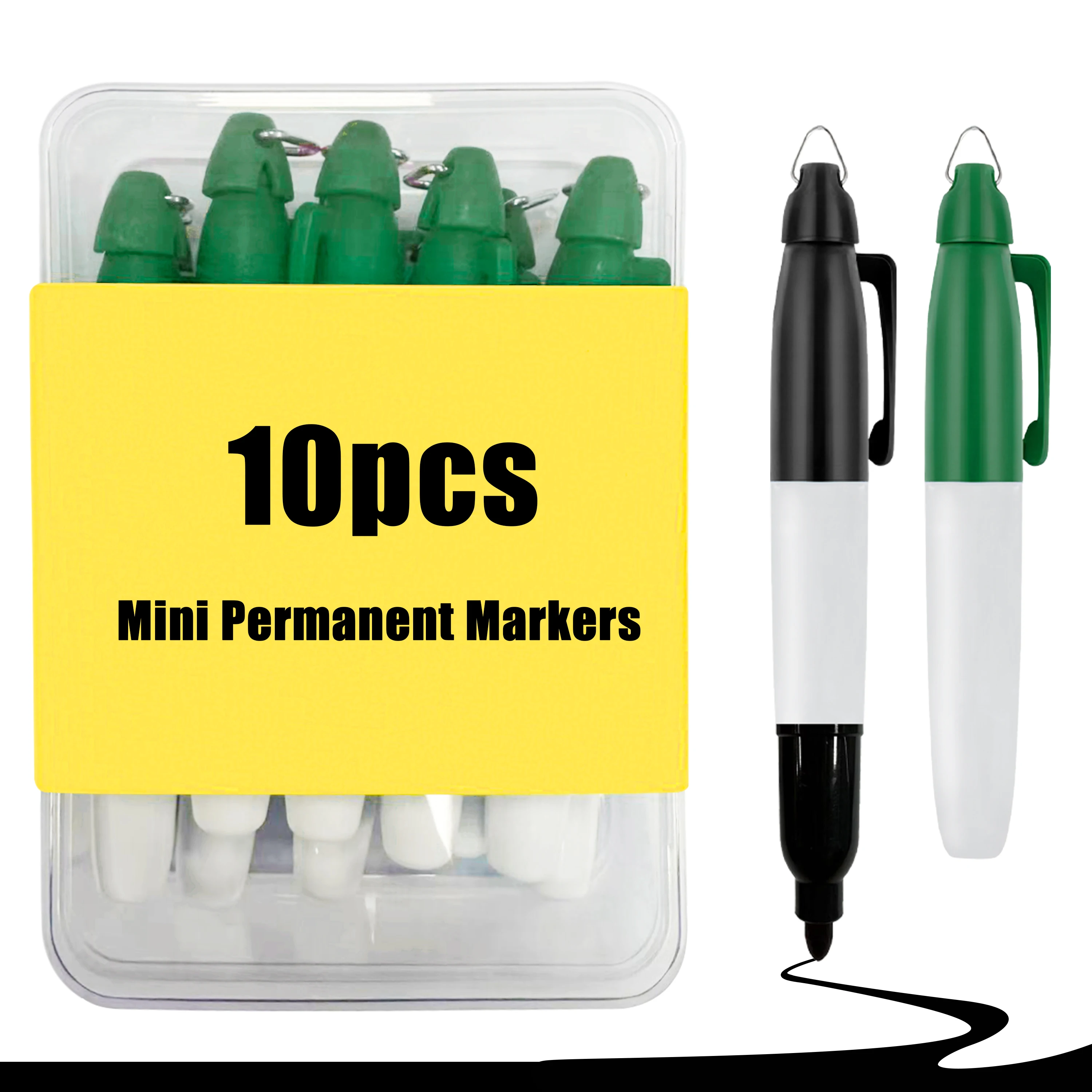 10-Pack Mini Permanent Markers - Quick-Dry Fine Tip Ink Pens for Golf Accessories, Office, Art & Outdoor Use