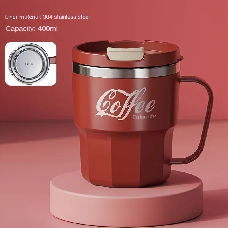 Hot Selling Insulated Cup, 304 Stainless Steel Water Cup, Household with Lid, Anti Drop Mug, Office Cup, Dormitory Cola Cup