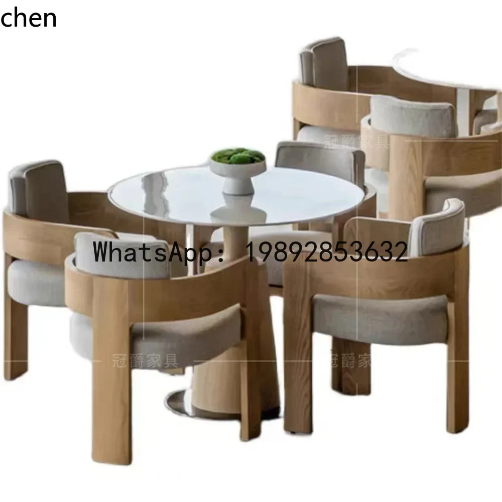 

Sales Office Negotiates Tables and Chairs Hotel Homestay Solid Wood Reception Chair Club Model Room Dining Chair