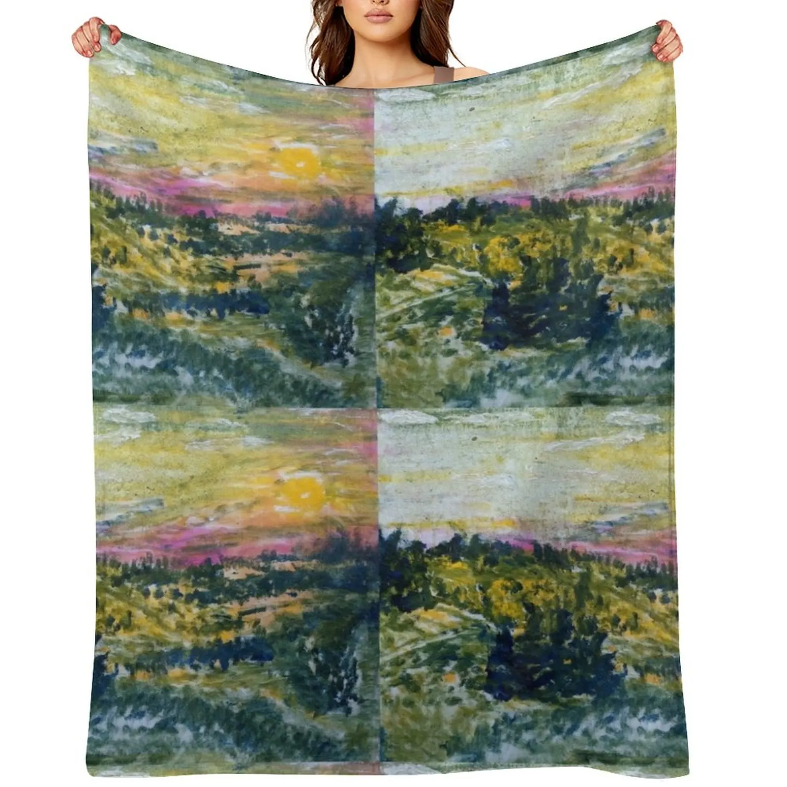 

PCEI Sunset - acryic -2021 Throw Blanket Bed linens Decorative Sofa For Sofa Thin Vintage Blankets