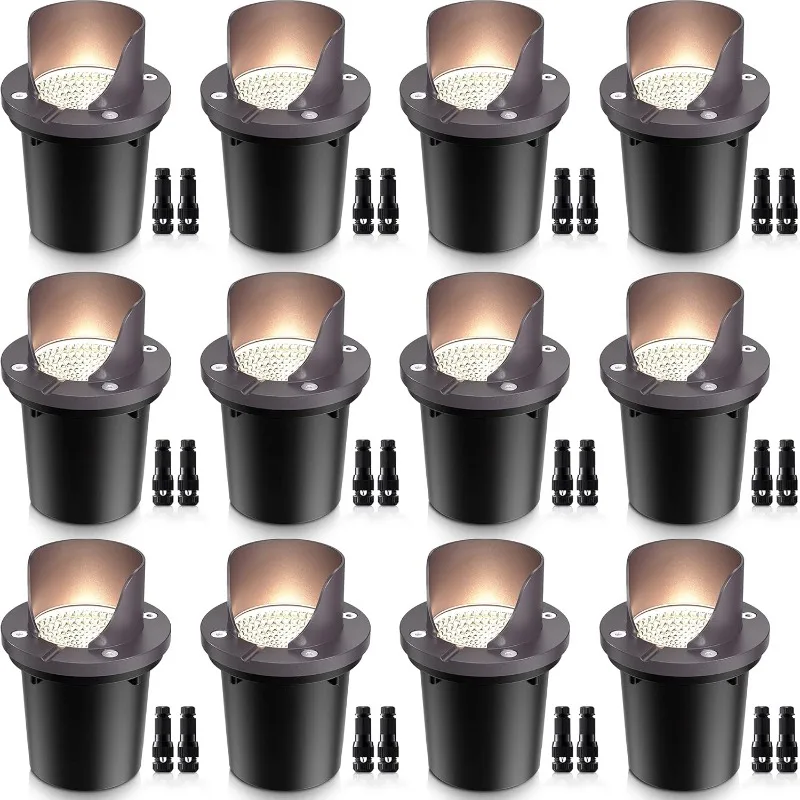 

Pack Low Voltage Landscape Lighting 12W LED Outdoor In-Ground Waterproof Shielded Well Lights Warm White Paver Lights
