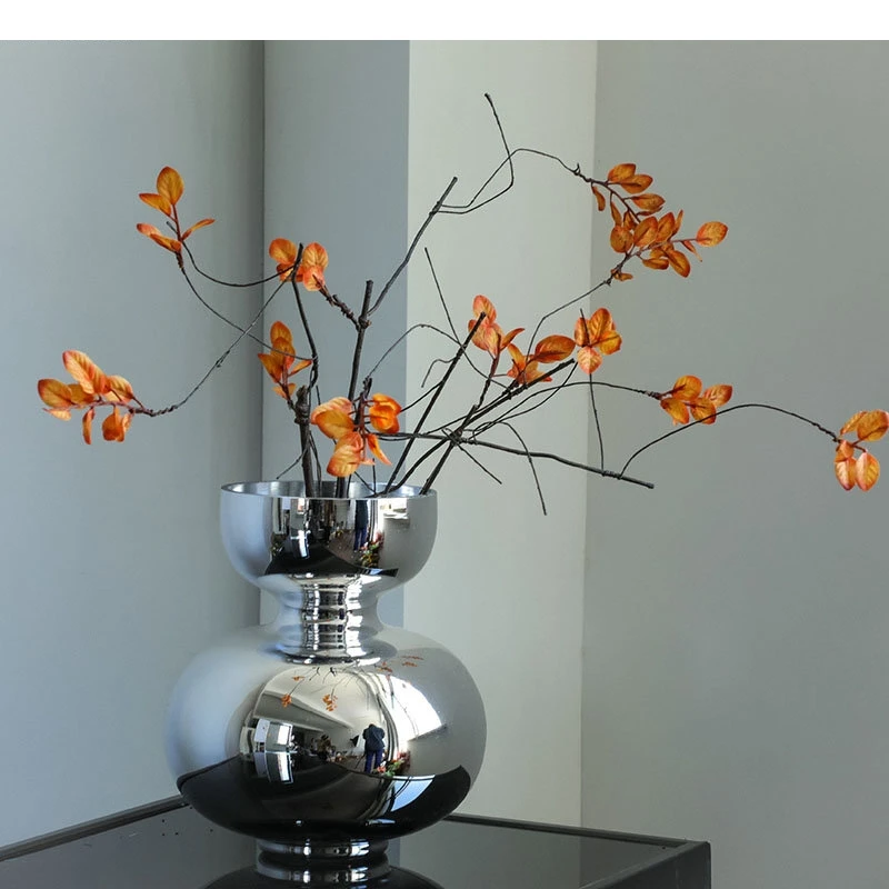 Tower Shape Silver Glass Vase Desk Decoration Crafts Porcelain Flowers Pots Flower Arrangement Modern Home Decor Floral Vases