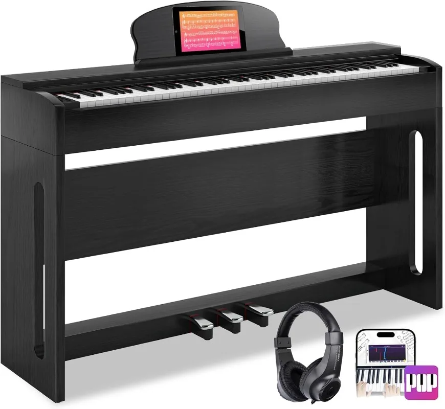 

88-Key Weighted Hammer Action Digital Piano with Speakers,Furniture Stand and Triple Pedals,Beginner's Course- Comes With