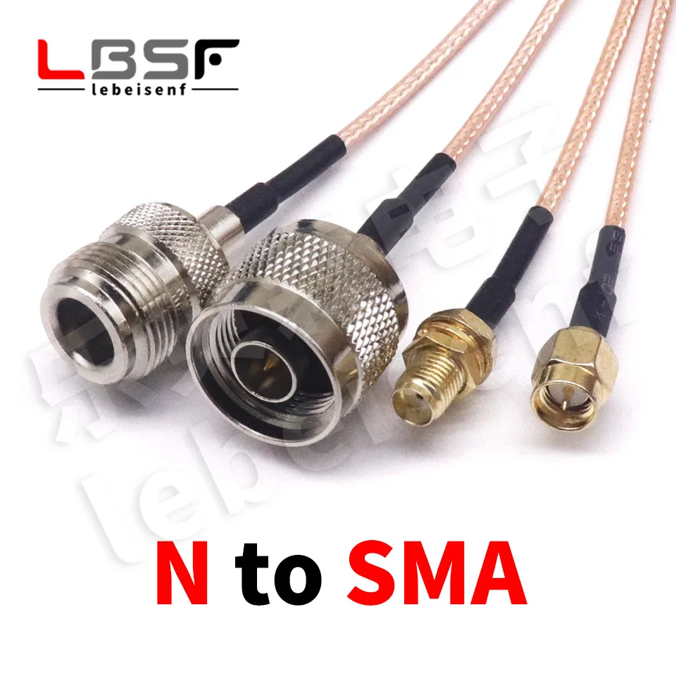 Тип N к SMA «папа-мама» Обжимной разъем для коаксиального удлинителя RG316 Кабель-косичка L16 N к SMA Быстрая доставка Латунь RF