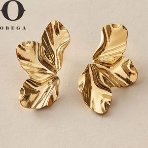 Obega geometrische Ohrringe von Fuchsia -Stein, heiße Goldfarbe, Blumenform, weiblicher Ohrring, Party, Strand, Schmuck für Mädchen 6 Hauptverkäufe Fucsia Belt - №3