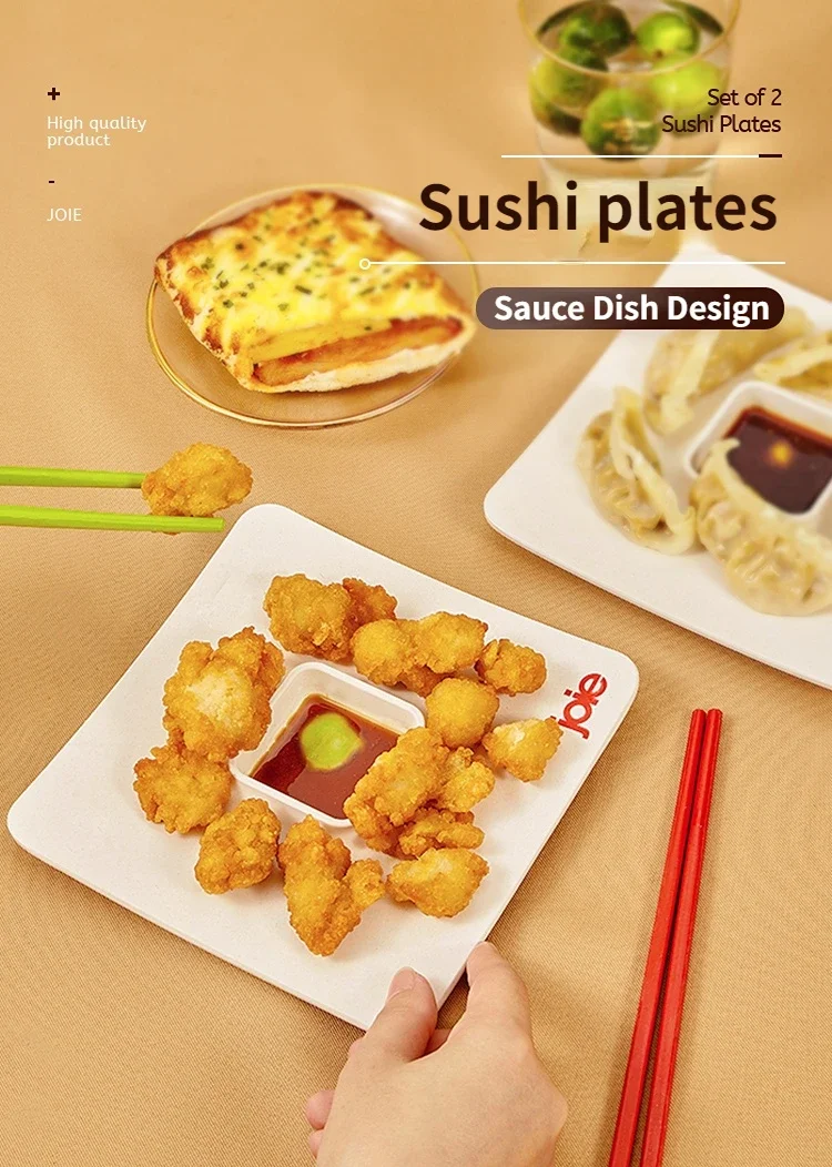 Joie Sushi Plaque Boulette Plaque avec Du Vinaigre plat plat de Sauce avec Baguettes Maison Japonais Compartimenté assiette Carrée