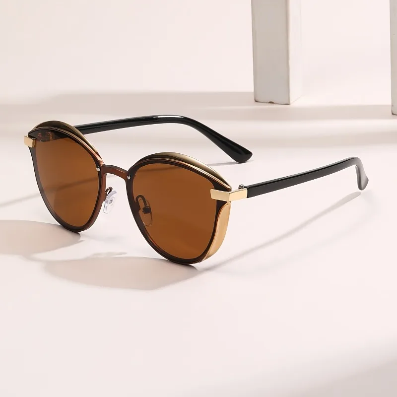 1pc Fashionable Cat Eye Large Frame Decorative Glasses Metal Hinge Wom and Universal Glasses for Driving and Tren's Glassesavel
