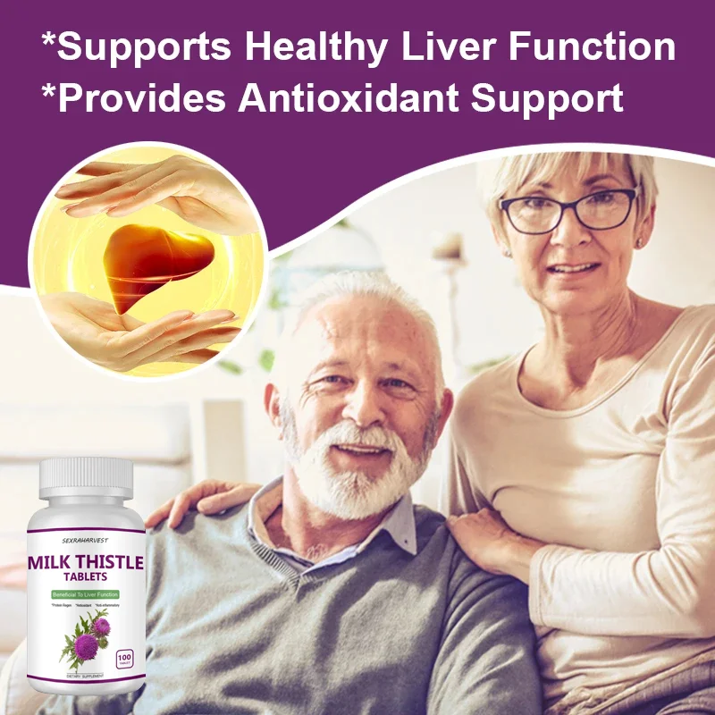 Natural Milk Thistle Capsules Liver Nourish Supplement Liver Protect Tablet Relieve Liver Cirrhosis Support Liver Detoxification