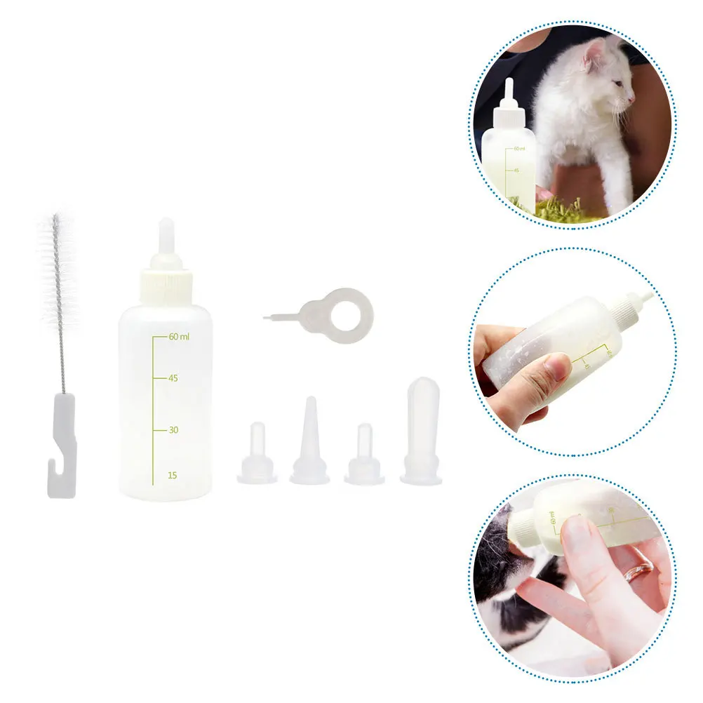 

1Set Pet Milk Bottle Set for Newborn Puppy Kitten Feeding High Grade Reusable Nursing Bottles with Clear Scale Small Animal Milk