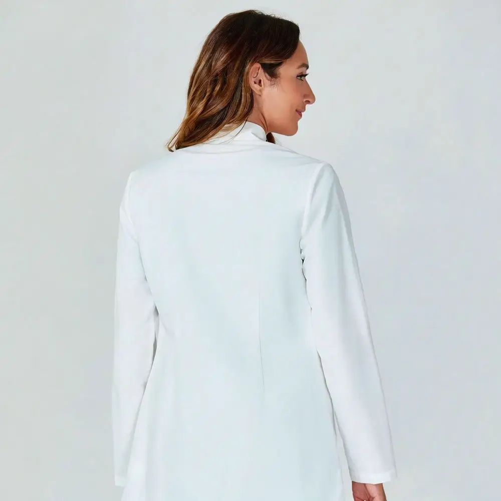 White Lab Coat Long Sleeve Professional Uniform For Cmeina Women Student Dental Clinic Beauty Salon Medical Hospital Workwear