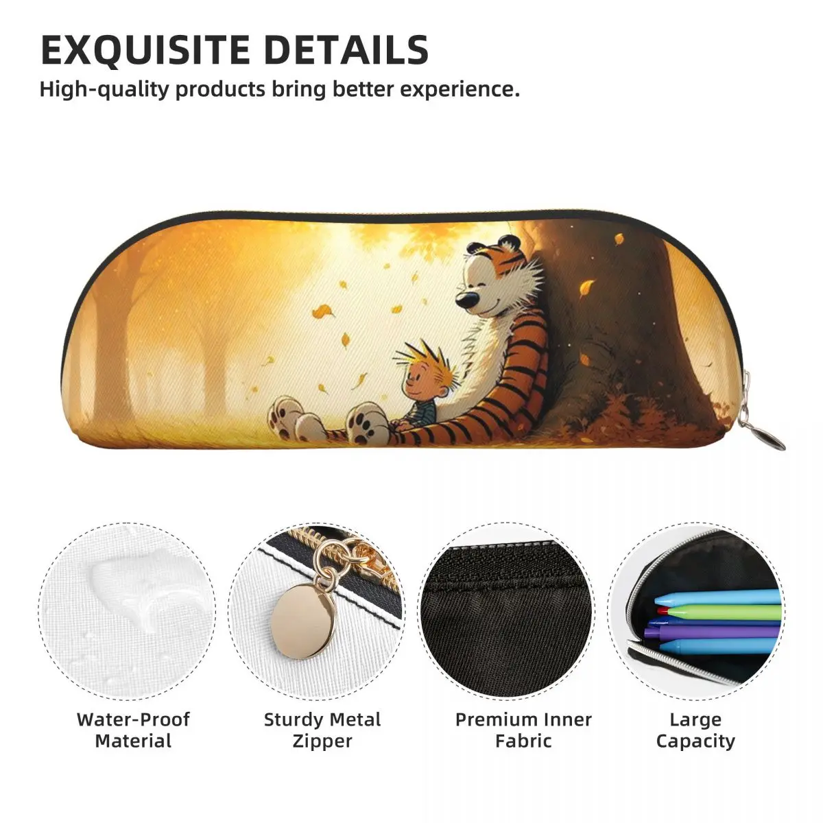 캘빈 호브스 클래식 연필 케이스 펜 홀더 보관 문구 용품 대형 보관 펜 상자 연필 가방 소년 소녀 학교