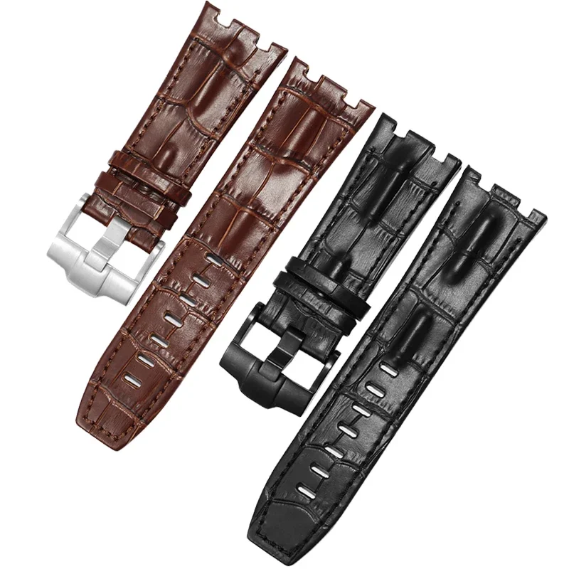 Genuine Leather watch Strap For AP 15703 Royal Oak Offshore Series Bracelet 28mm Black Brown Blue men\'s Watchband Accessories