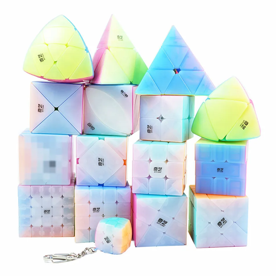 

QiYi Cube Jelly Magic Cube 2x2 3x3 4x4 5x5 Pyramid Keychain Speed Cube Educational Cubo Magico Puzzle Toy For Children Kid Gift