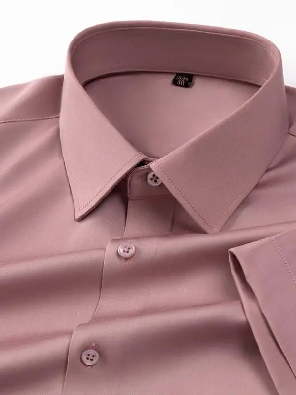 

Men's ort Sve Silk irt Pure Color Workwear Casual Cleanfit Collar No Iron Treaent Daily Wear Summer irt