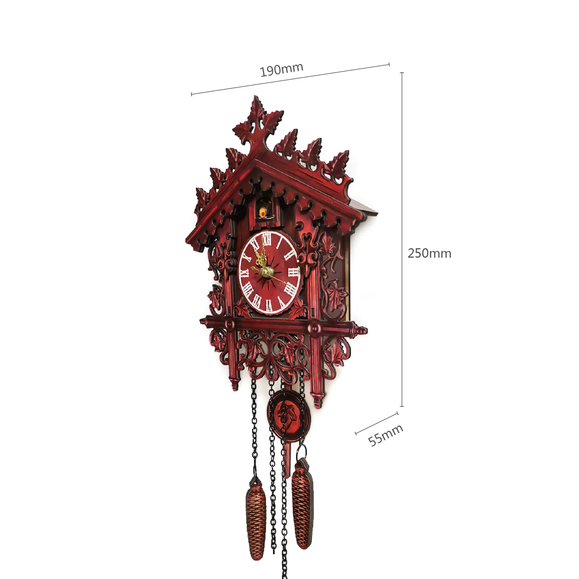 Classic Handcraft Cuckoo Clock Tree House Swing Wall Clock Featuring White Roman Numerals for Home and Study Decoration