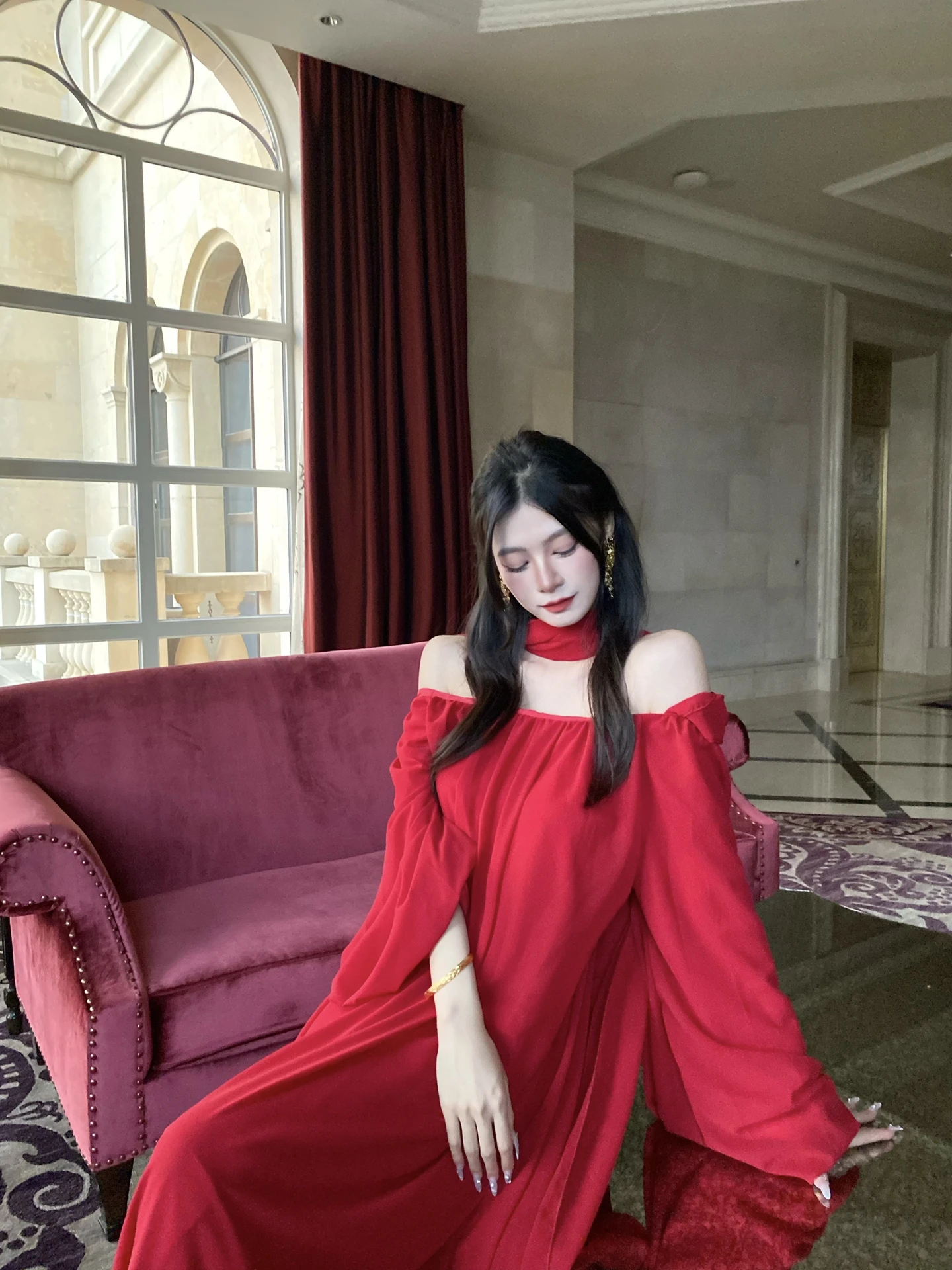 

Элегантное вечернее платье с длинными рукавами для помолвки и свадеб, женское вечернее платье с завышенной талией и юбкой А-силуэта для любых случаев