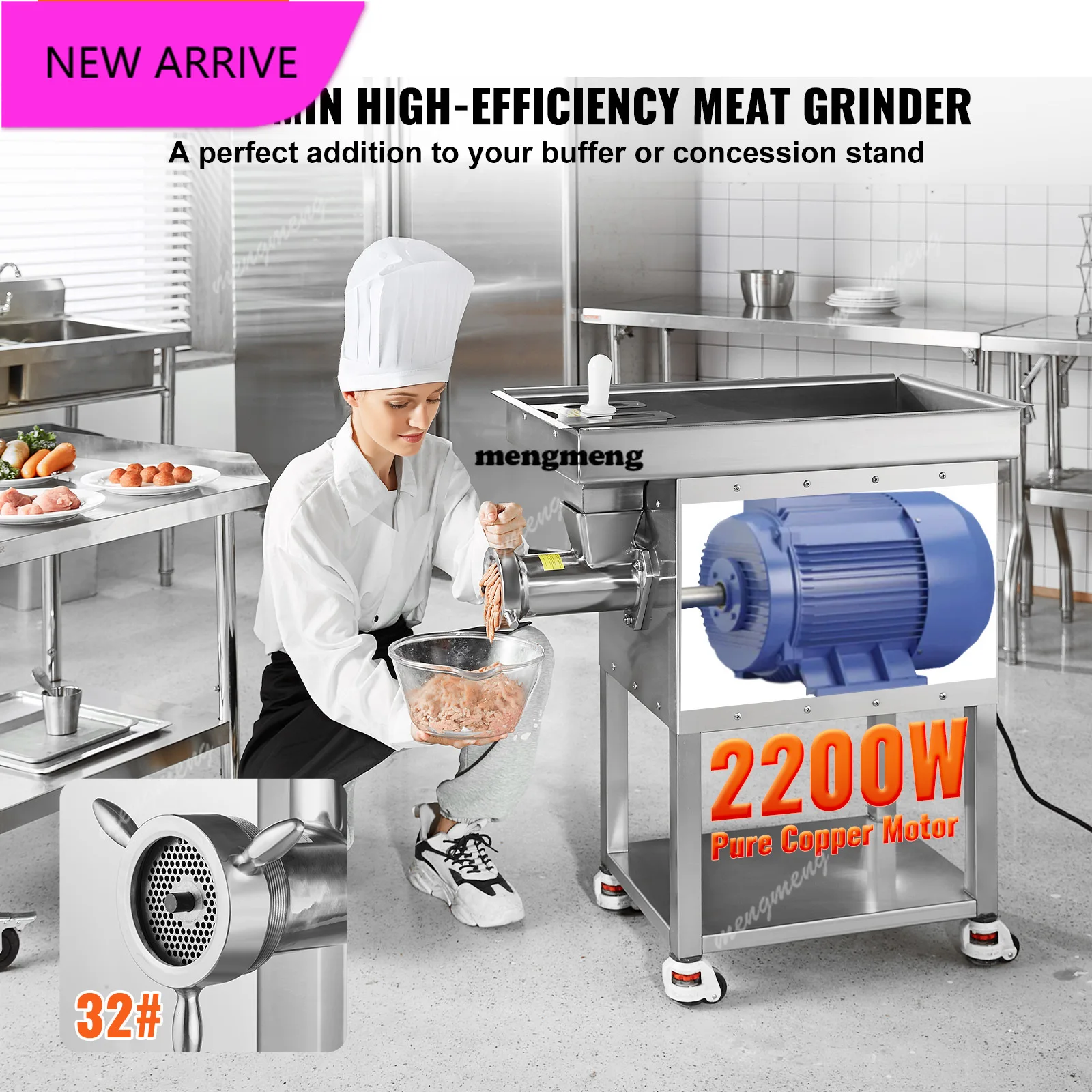 

22/36.7Lbs Meat Grinder Capacity Electric Meat Grinders Grinding Plate Sausage Maker for Kitchen Restaurant Butcher Store