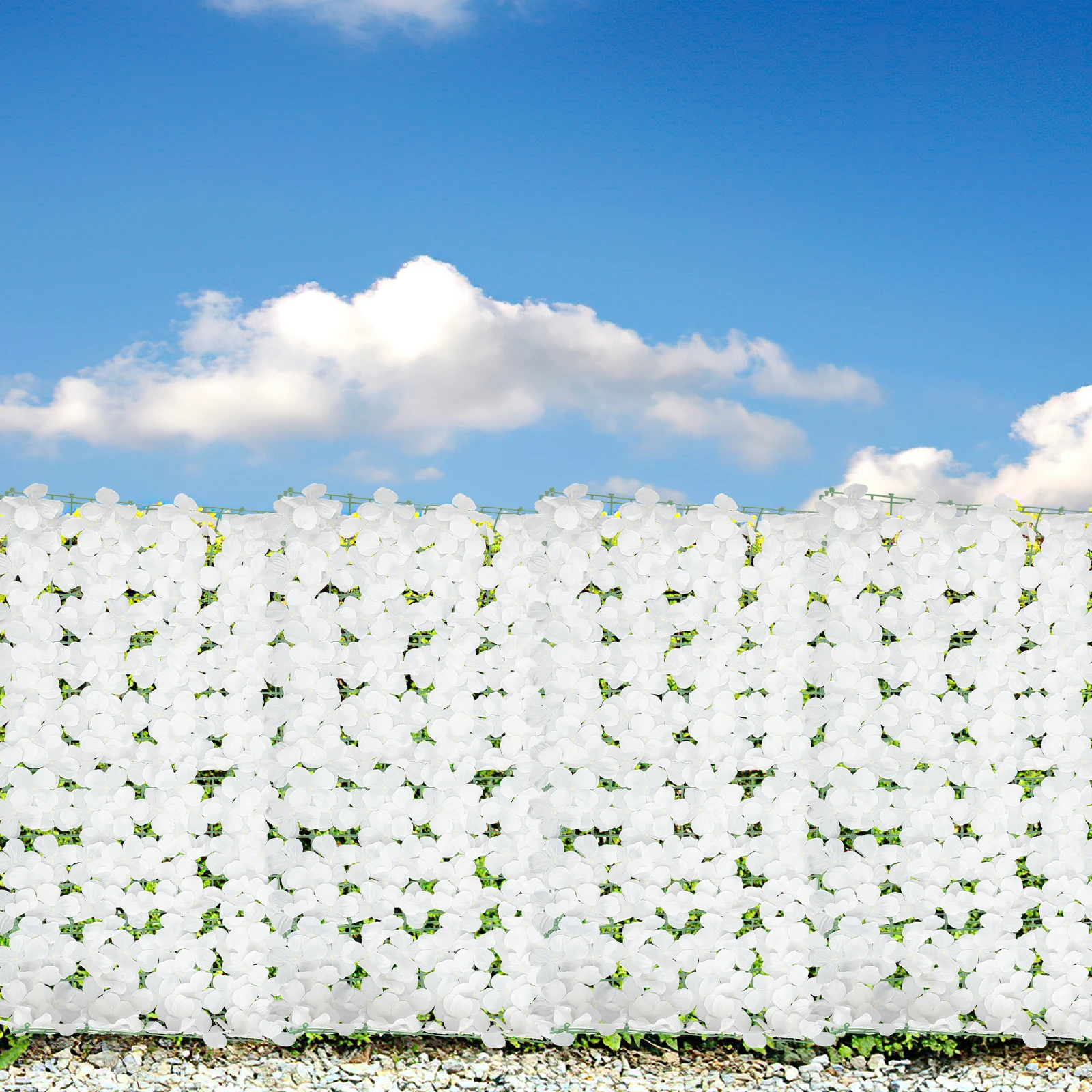 

Artificial Flower Fence White High Pressure Polyethylene Balcony Decor Garden Stretchable Fence Premium Material Durable Use