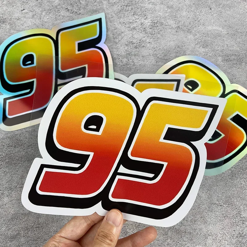 1Pc Yellow Laser Number 95 Car Sticker, Waterproof Vinyl Decal for Rear Windshield Door Body Trunk Auto Decor