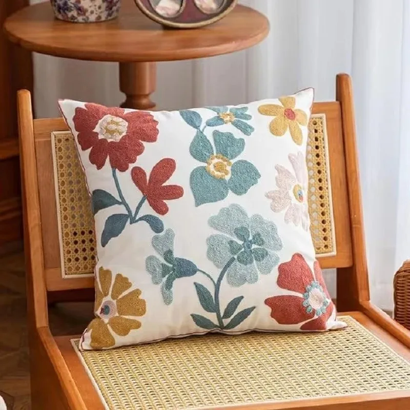 

1 Pc Non Embroidered Floral Cushion Cover Boho Colorful Flower Throw Pillow Case for Sofa Couch Living Room Farmhouse Home Decor