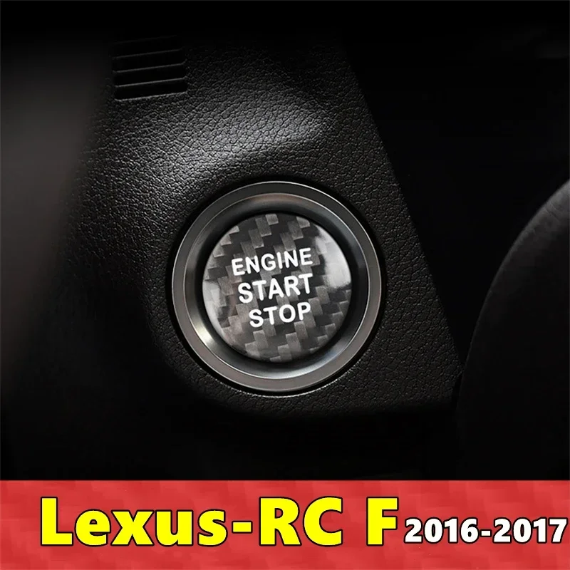 

For Lexus RC F Car Engine Start Stop Button Cover Real Carbon Fiber Sticker 2016 2017
