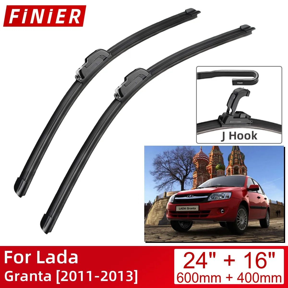 

For Lada Granta 2011-2013 24"+16" Car Accessories Front Windscreen Wiper Blade Brushes Wipers U Type J Hooks 2013 2012 2011