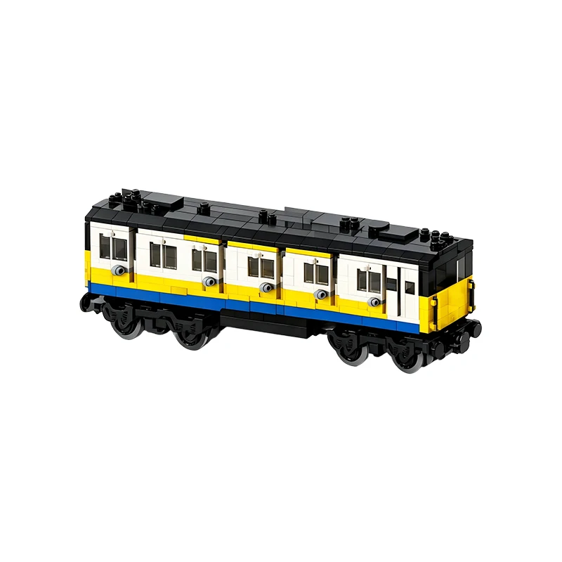 MOC Vintage 2 Carriage DEMU Commuter Train Building Blocks Intercity Passenger Locomotive Coach Model Track Toy Adult Gift