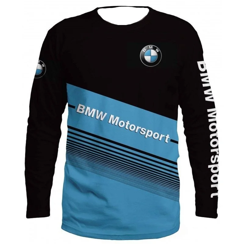 BMW تي شيرت الصيف BMW ثلاثية الأبعاد طباعة جيرسي الرجال طويلة الأكمام تي شيرت امتصاص العرق تنفس التجفيف السريع موتو تي شيرت 2025