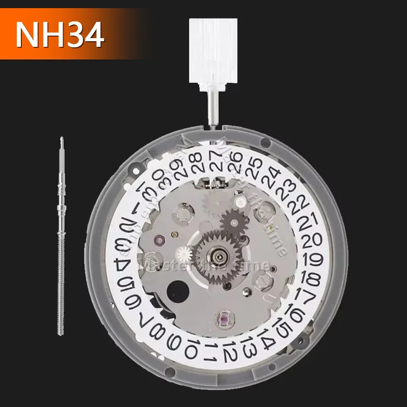 White 3 Point Calendar NH34 Japanese Movement Replacement Parts for Watches Custom Engraving Available