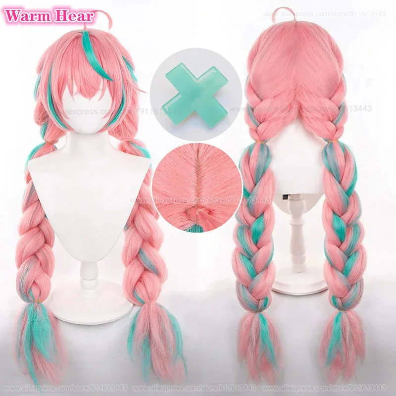 لعبة Varesa الاصطناعية طويلة 100 سنتيمتر مختلط اللون مزدوجة تويست جديلة شعر مستعار مقاومة للحرارة الشعر هالوين حفلة تأثيري أنيمي الباروكات سم ؛ 5