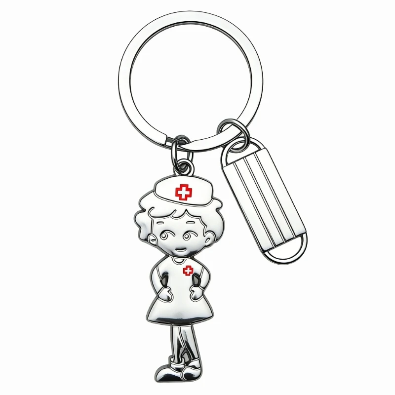 367C Medicals Professional Keychain Gift Silver Color Metal Facemask Keyring Handmade Unisex Car Accessories
