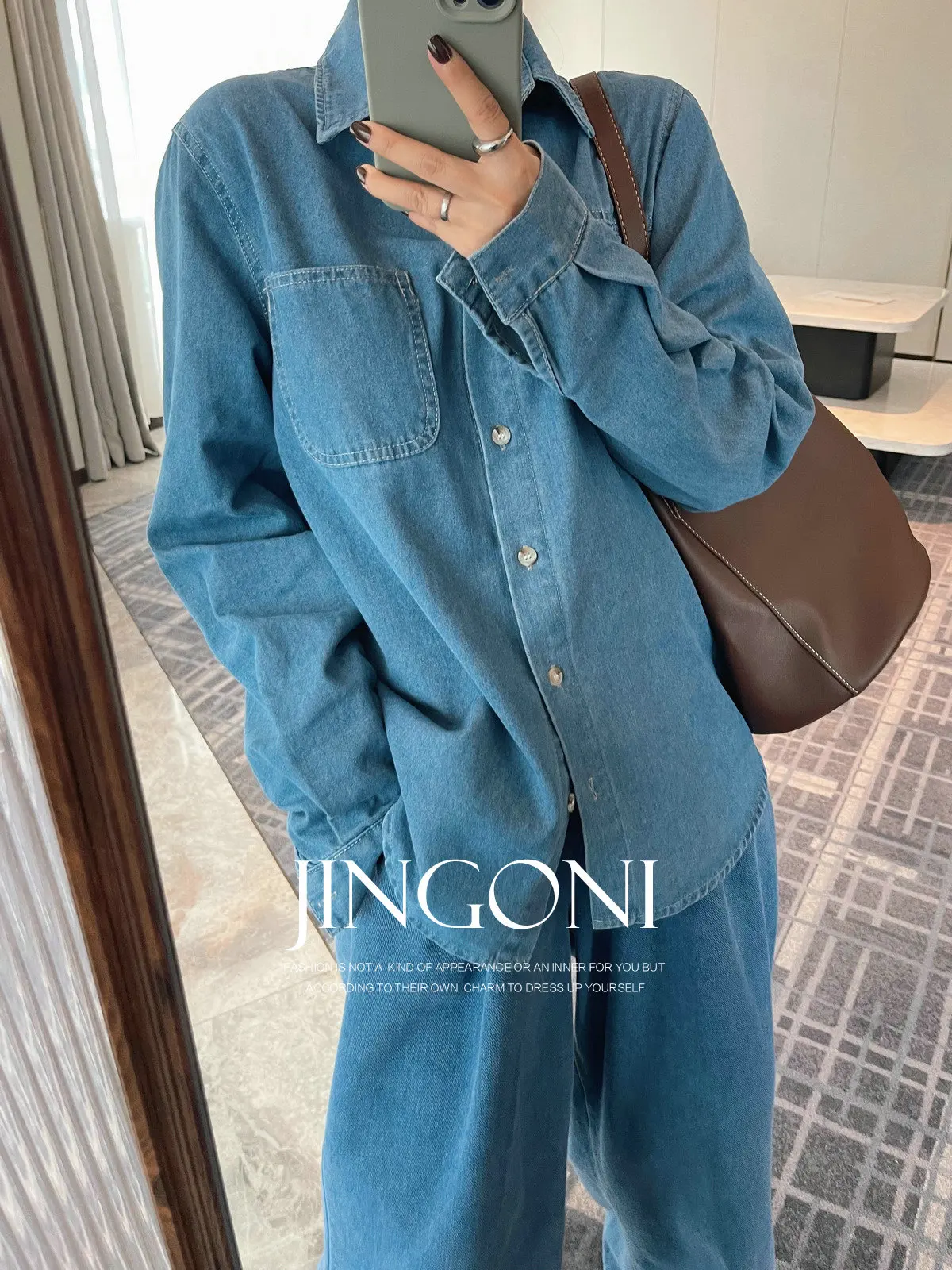Denim Shirts Blouses Woman Clothing 2024 Autumn Fall Y2K Korean Fashion Style New Elegant Long Sleeve Tops Oversize Crop Casual