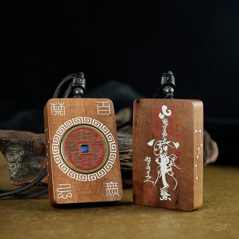 

Обертовый кулон с инкрустацией из дерева мармелада, серебряный горный призрак, вращающийся кулон из черного дерева 925, серебро Маошань, даосская народная подвеска для сумки с ювелирными изделиями