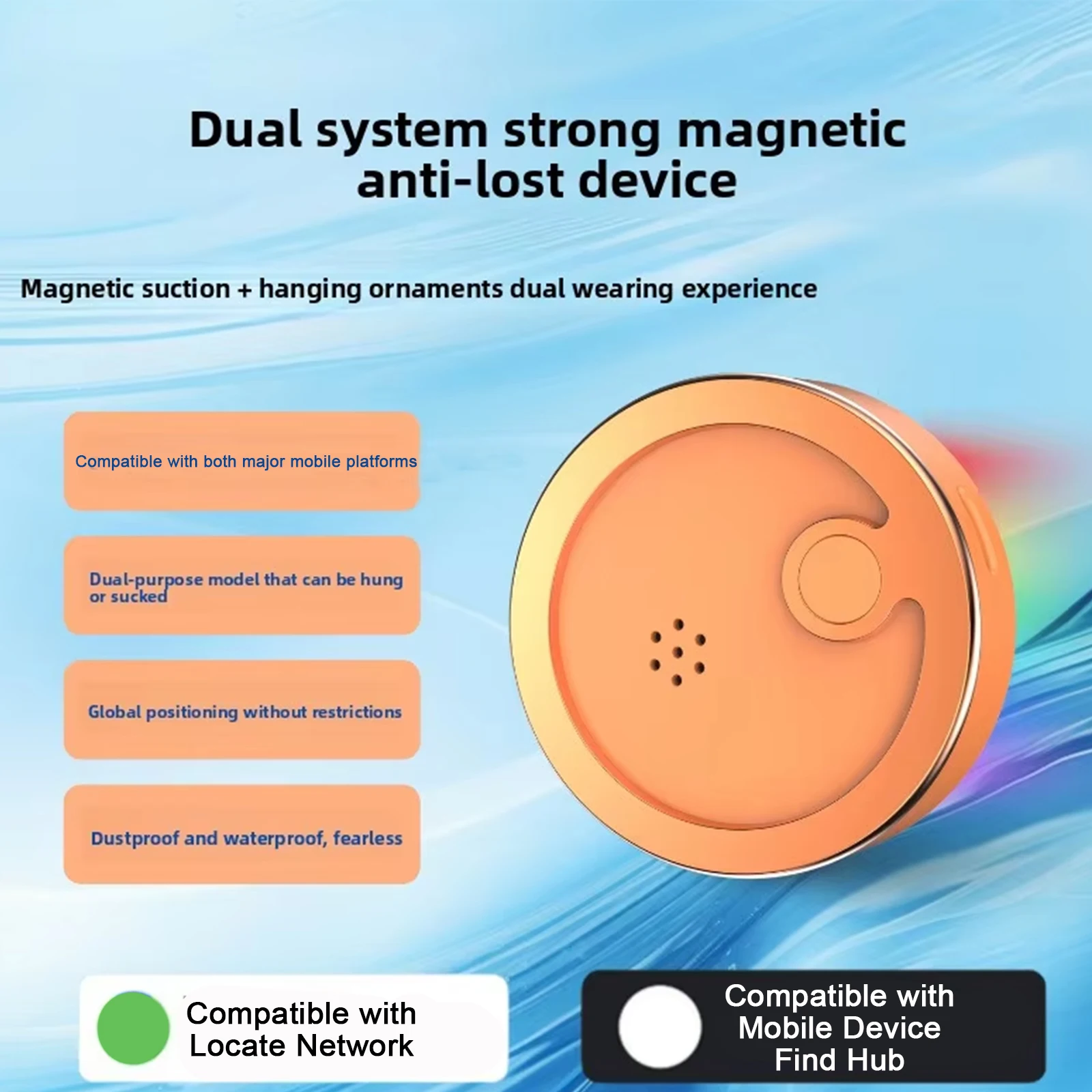 Dual System Anti-Lost Locator Find My Google FindHub IP67 Waterproof Magnetic Pet Key Luggage 500mAh Tracker
