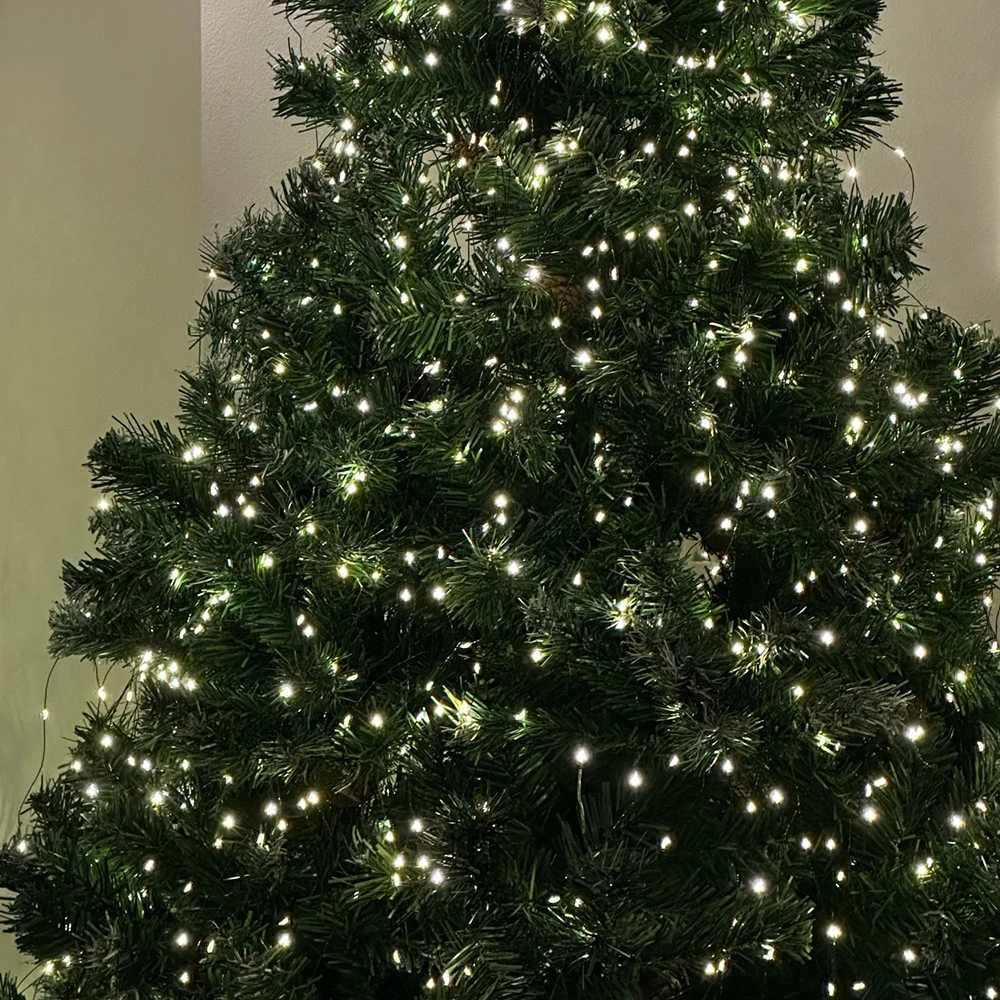 Guirnalda de luces LED de 100M para exteriores, guirnalda de árbol de Navidad de alambre verde de hadas para Año Nuevo, decoración de boda para fiesta en casa y calle