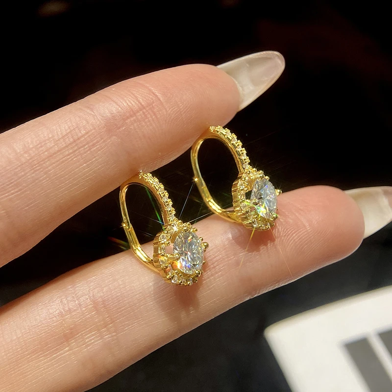 1CT Real Moissanite Diamond Engagement Hoop Earrings For Women Gift 925 Sterling Silver New Design Dazzling Luxury Jewelry
