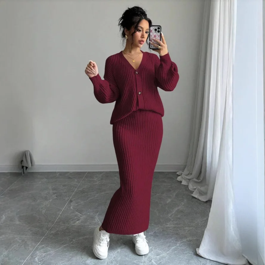 Новая модная тонкая рубашка на пуговицах + юбка, закрывающая бедра, комплекты женской осенней сексуальной и элегантной юбки-кардигана, комплект из двух предметов для женщин