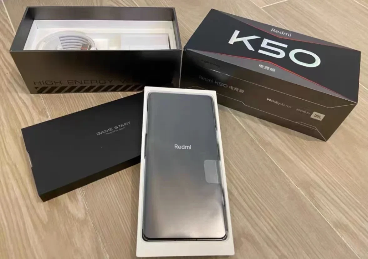 รอมทั่วโลกสมาร์ทโฟน Xiaomi Redmi K50 5g 12G 256G 8Gen1 Snapdragon 120W QC3โทรศัพท์มือสอง