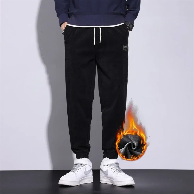 

Winter Fleece Corduroy Casual Pants New Heavyweight Thick Warm Loose Leggings Fashion Brand High Street Handsome Men's Trousers