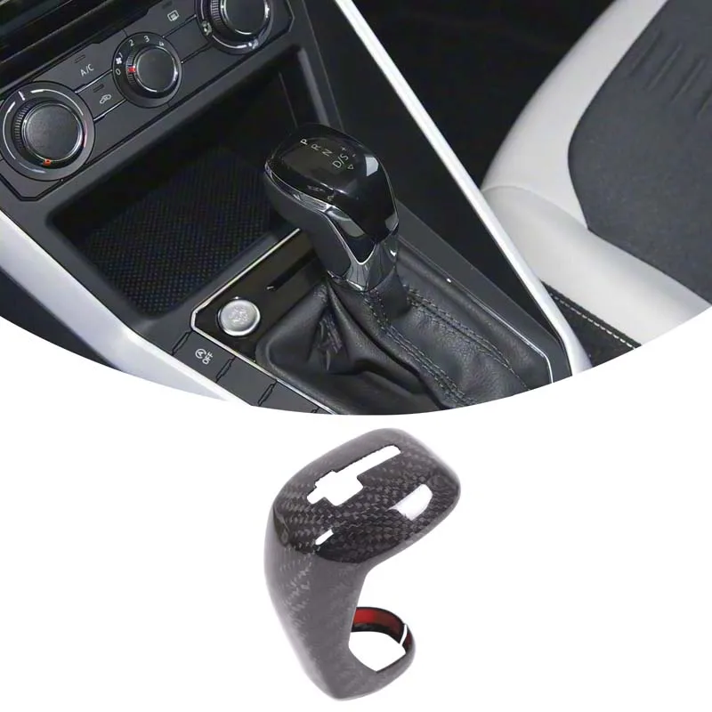 For VW Polo T-Cross Tiguan 2019-2022 Real carbon fiber car center console gearbox head cover decorative sticker car accessories