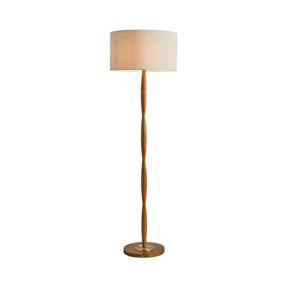 

Premium Walnut Wood Fabric Drum Shade LED Floor Lamp Postmodern Design With E27 Base For Office Bedroom Living Room Hotel Use