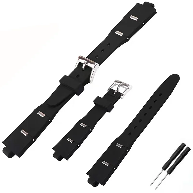 

22mm 24mm men's rubber watch strap accessories compatible for Bvlgari convex black watch band women's silicone wristband buckle