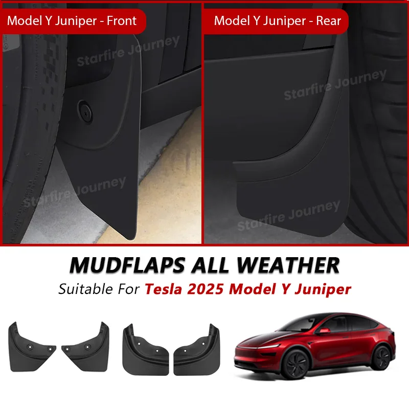 

For Tesla 2025 Model Y Juniper Soft Mud Flaps TPE Mudguards Fender Anti-Snow Anti-Sand Splash Front Rear Fender Guard Protector